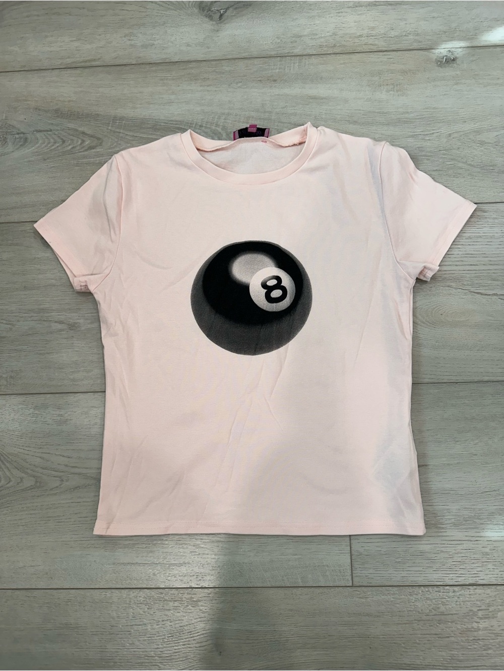 Edikted Pink 8 Ball Graphic Baby Tee Size L
